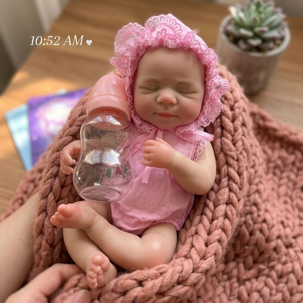 13 Inch Solid Silicone Reborn Doll Pascale Hand Painted Realistic Newborn Baby Soft Simulation Toy Holiday Birthday Party Gift