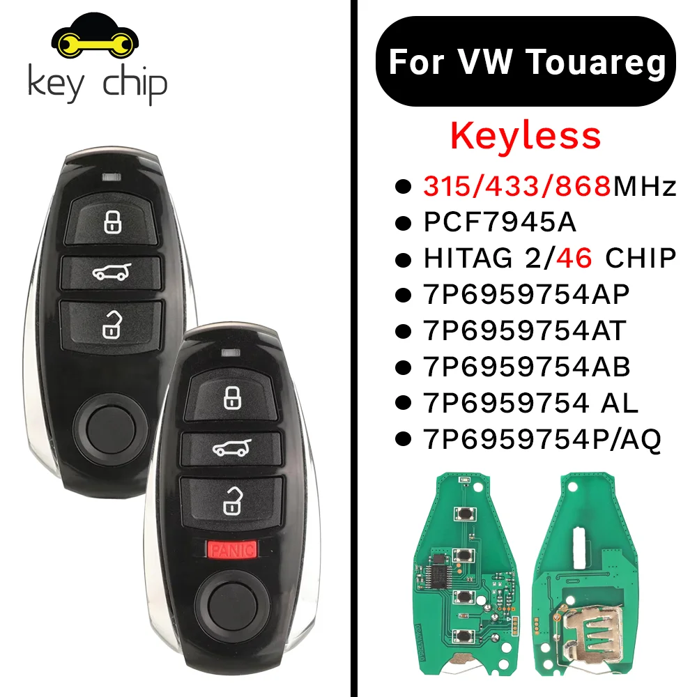 

KEYCHIP 2010-2014 без ключа 3/4 кнопки сменный смарт-карта дистанционный брелок для Vw Volkswagen Touareg 315 МГц 433 МГц 868 МГц