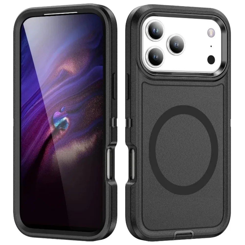 3in1ヘビーオッターアーマーボックスシリーズディフェンダーフォンケース iPhone 17Air/16/15/14/13 Pro Max用 耐衝撃 充電器保護 ハードカバー