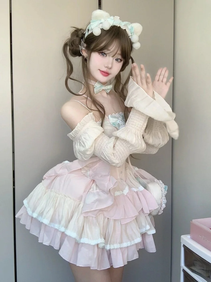 Sweet Princ Sle Lolita Dr Fairy T First Love Sensation Cake Fairy Gonna Puffy Sves Cerniera lunga ort Summer Dr