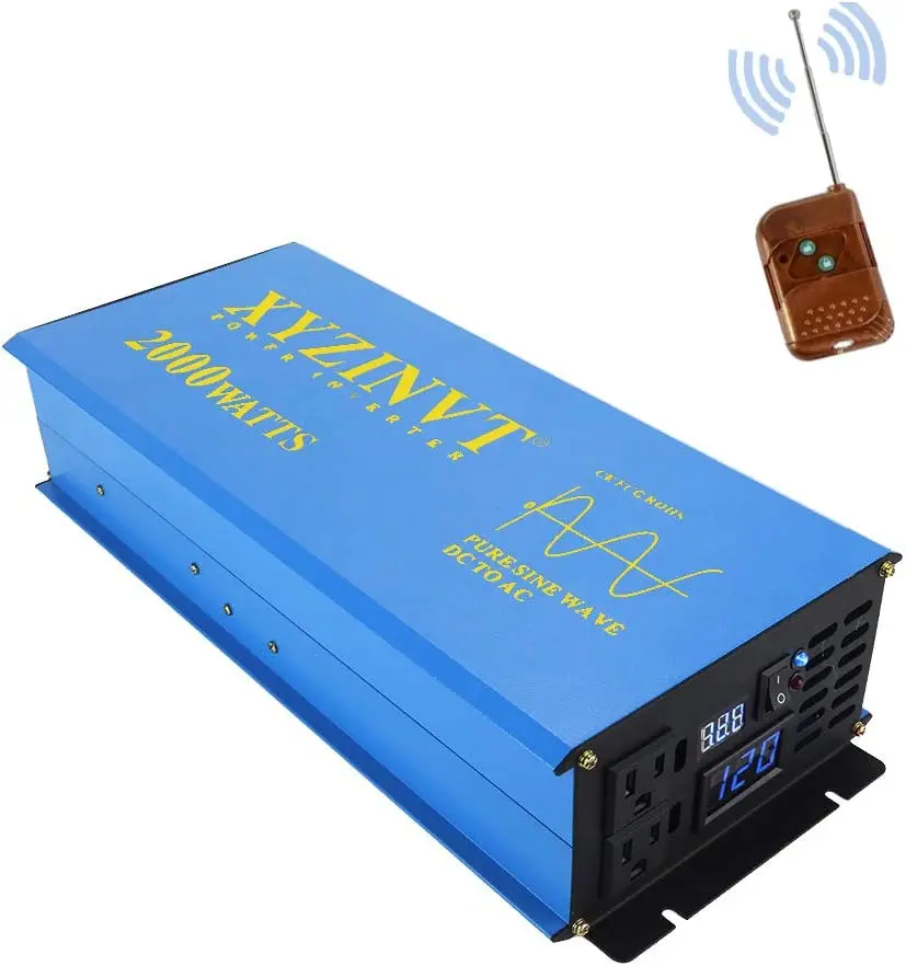 

2KW Pure Sine Wave Solar Inverter 24V 120V Power Supply Battery Inverter Converter 12V/36/48V/96V DC to 110V/220V/230V AC Remote