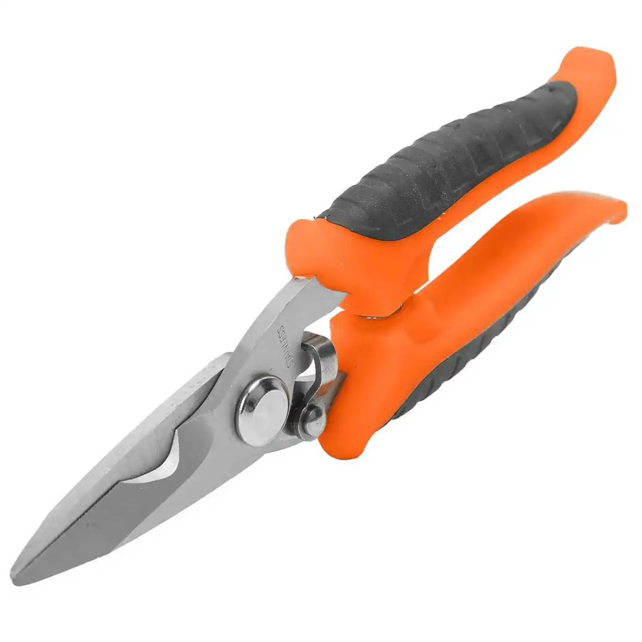 مقص كهربائي احترافي، قاطع أسلاك من الفولاذ المقاوم للصدأ مقاس 7 بوصة، شفرة مسننة، مقبض مريح