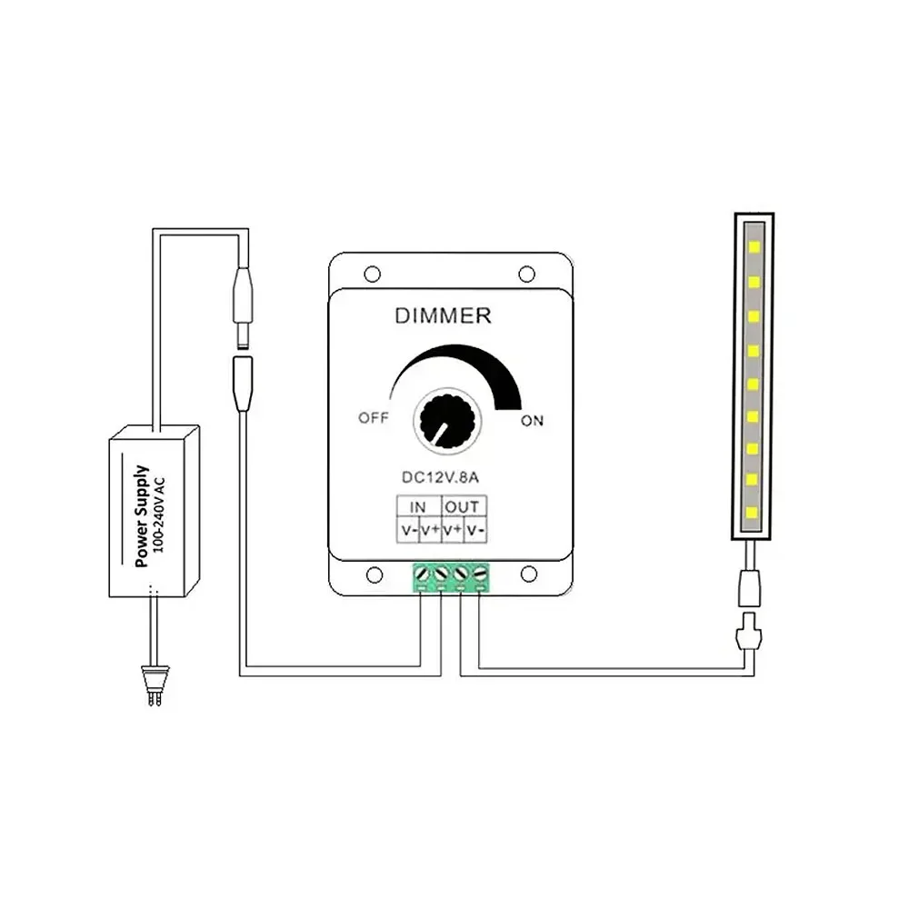 DC12V-24V LED التبديل 8A الجهد المنظم تحكم قابل للتعديل لشريط ضوء مصباح يعتم المخفتات