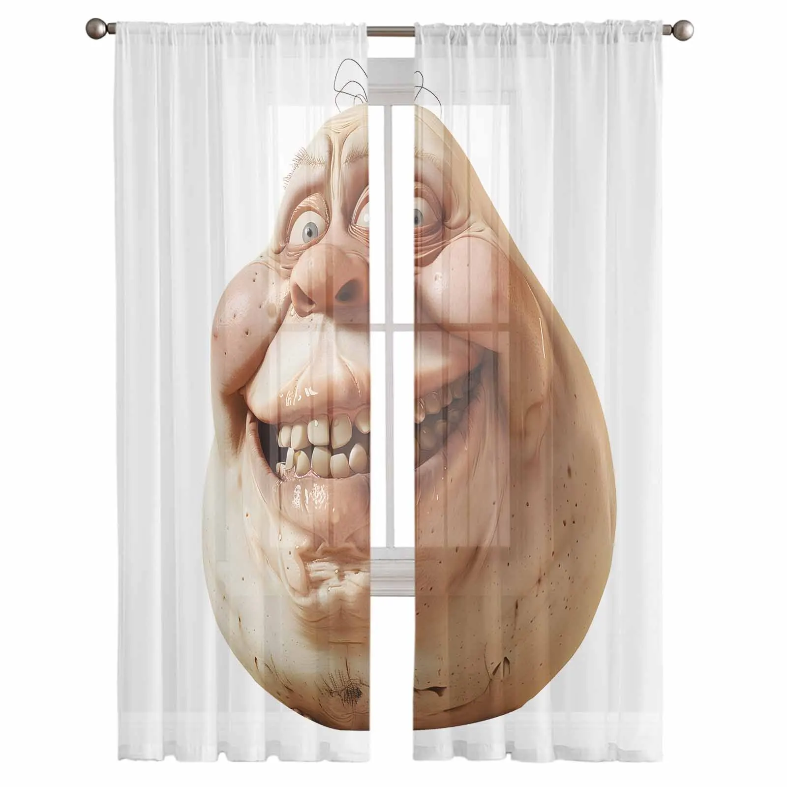 A Comical And Humorous Smile On The Face Sheer Curtains for Living Room Bedroom Home Hotel Coffee Decor Chiffon Tulle Curtains