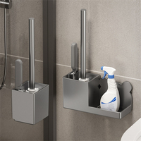 Wall Hanging Toilet Cleaning WC Brush Holder Long Handled Silicone Water Proof Quick Drying Soft Bristles Bathroom Accessories