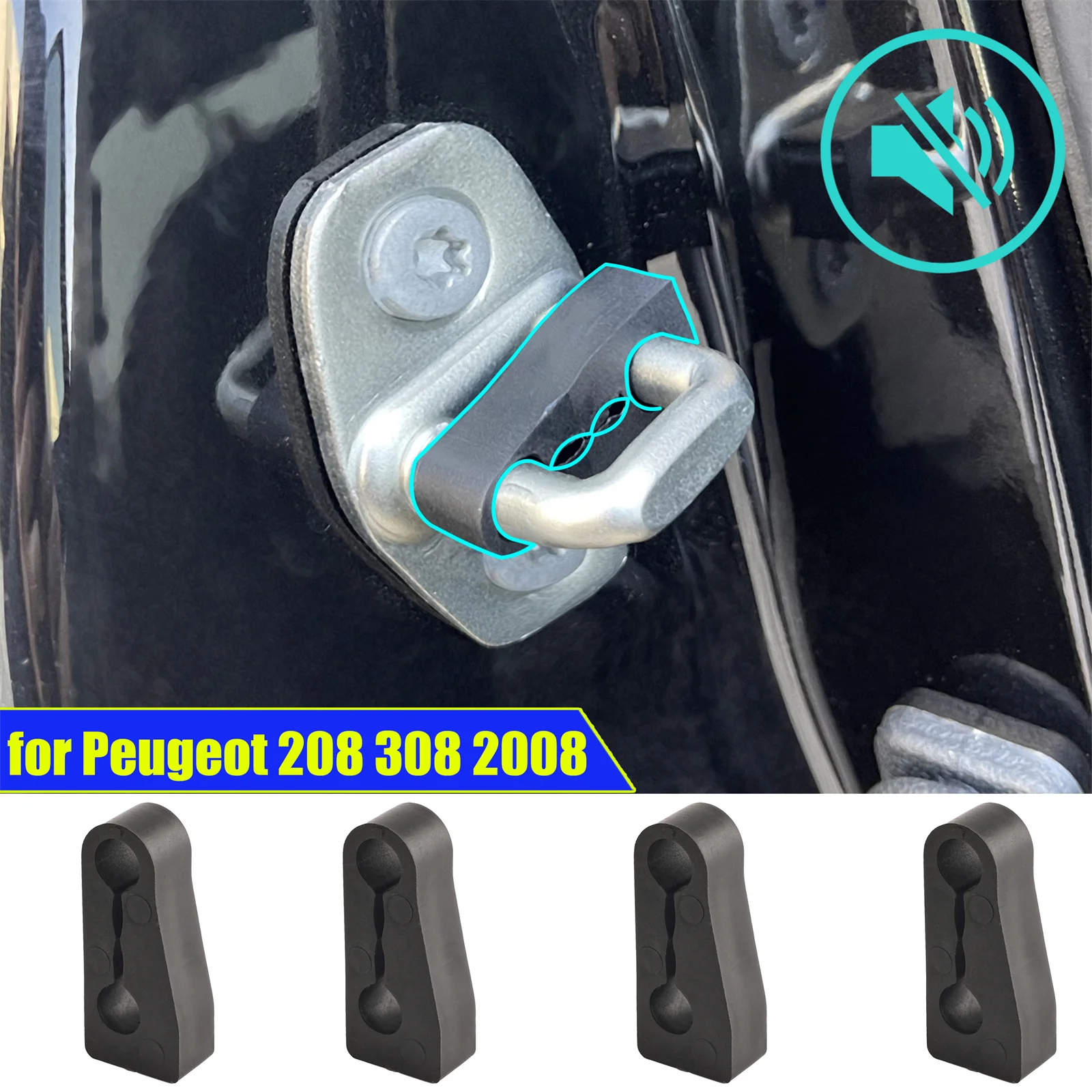 Sound Damper Door Lock Buffer For Peugeot 208 308 508 2008 3008 5008 Partner Rattling STOP Soundproof Screaks Deaf Seal
