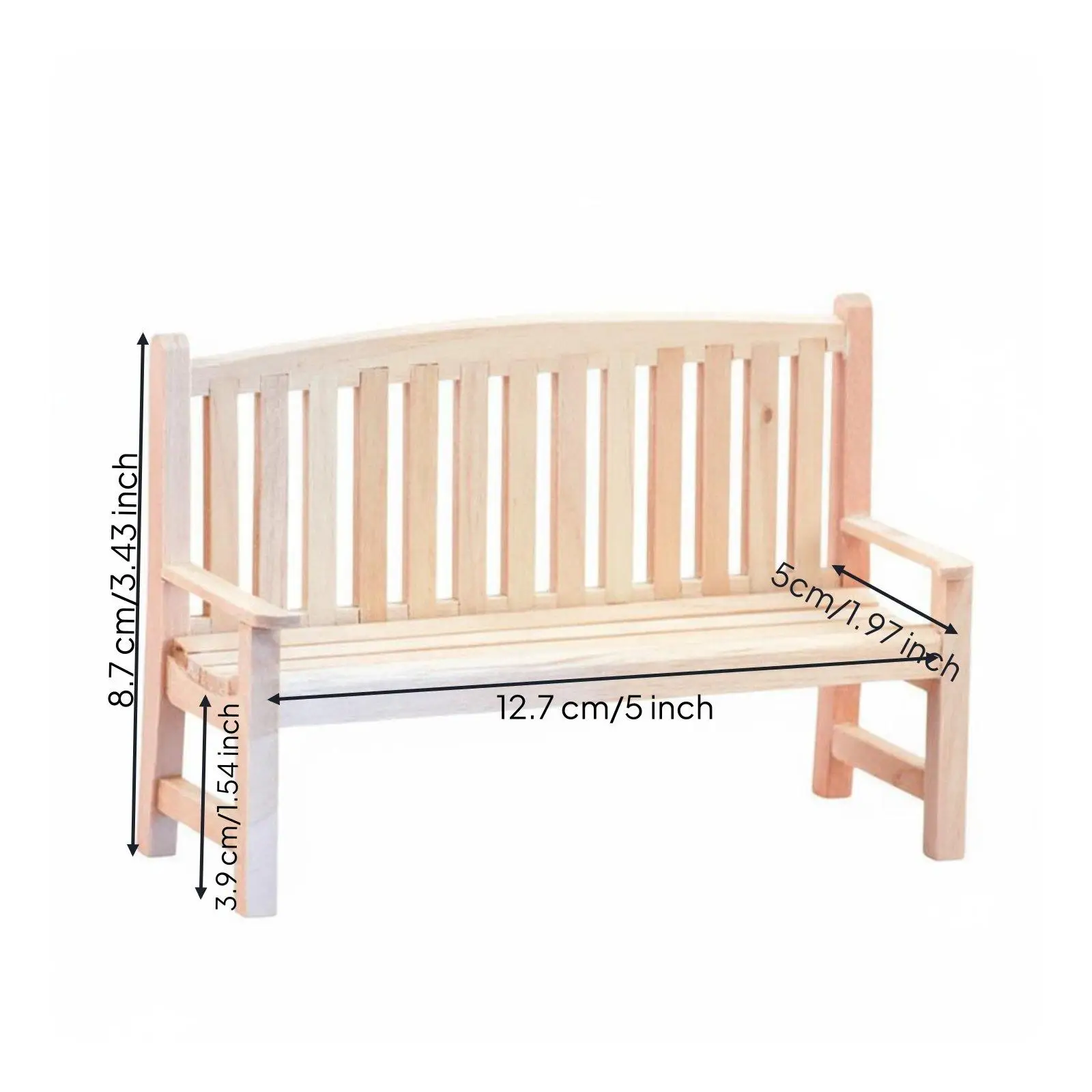 Dollhouse Seating Miniature Birch Wood Bench 1 12 Scale Unfinished Furniture for Model Displays