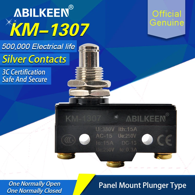 ABILKEEN New Arrival Panle Mounted Plunger Type Micro Switch 15A Large Current High Sensitive Industrial Micro Switch LXW5-11M