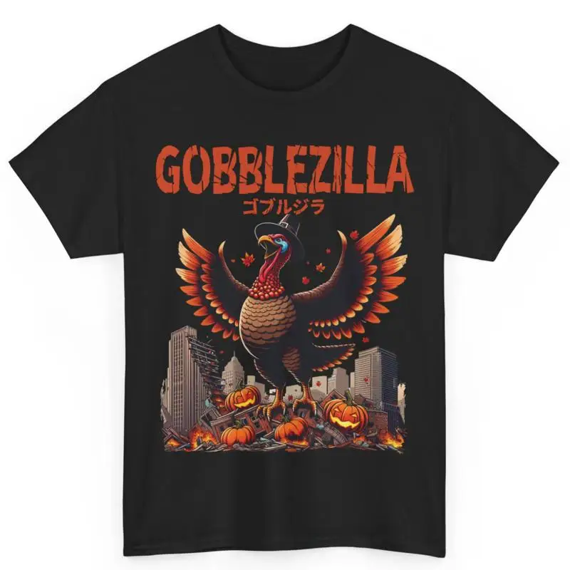 Turquía Acción de Gracias divertida parodia Gobble Zilla Gobblezilla Camiseta de algodón