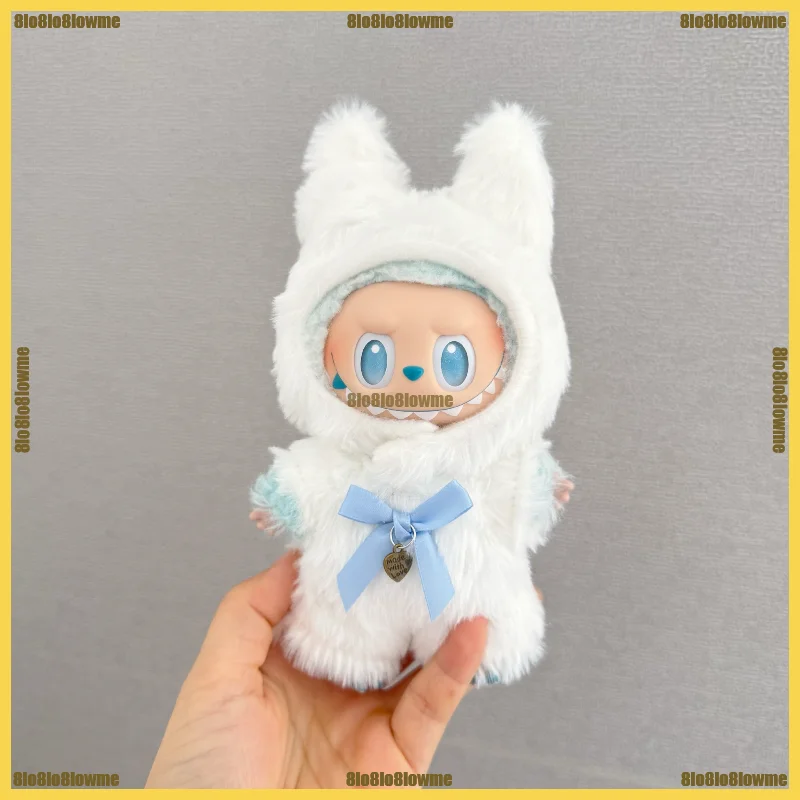 

Cute Labubu Clothes Cute White Mice Head Covering One-pieces with Tail Mini Plush Doll Clothing Fashion Doll Accessories