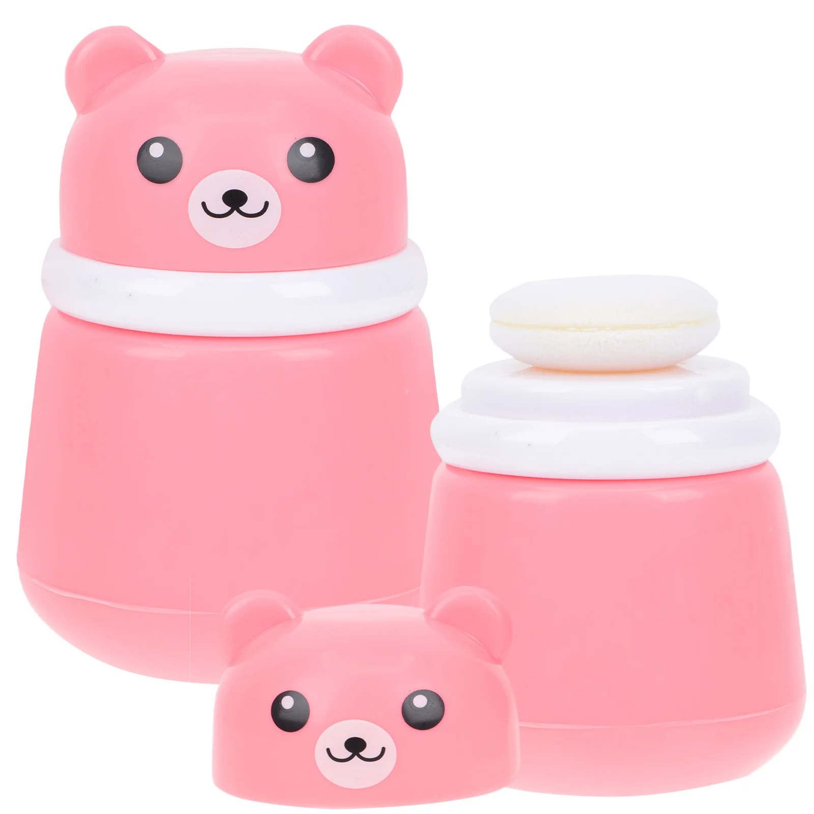 

2 Pcs Powder Puff Box and Container Body Applicator Soft Baby Bear Holder with Case