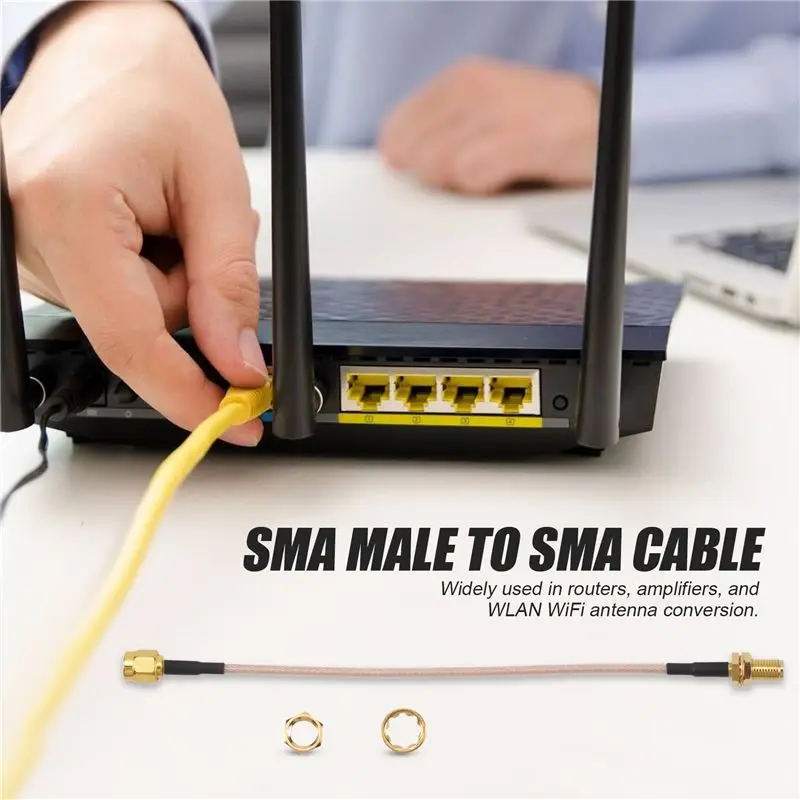 ELECT-SMA Male To SMA Female Nut Bulkhead Crimp RG316 Coax Cable Jumper Pigtail 15Cm