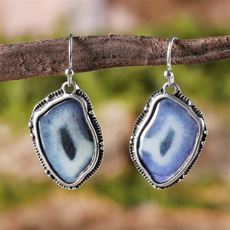 DIY accessories Europe and the United States gradually change color Bohemian style imitation amethyst agate pendant earrings ret