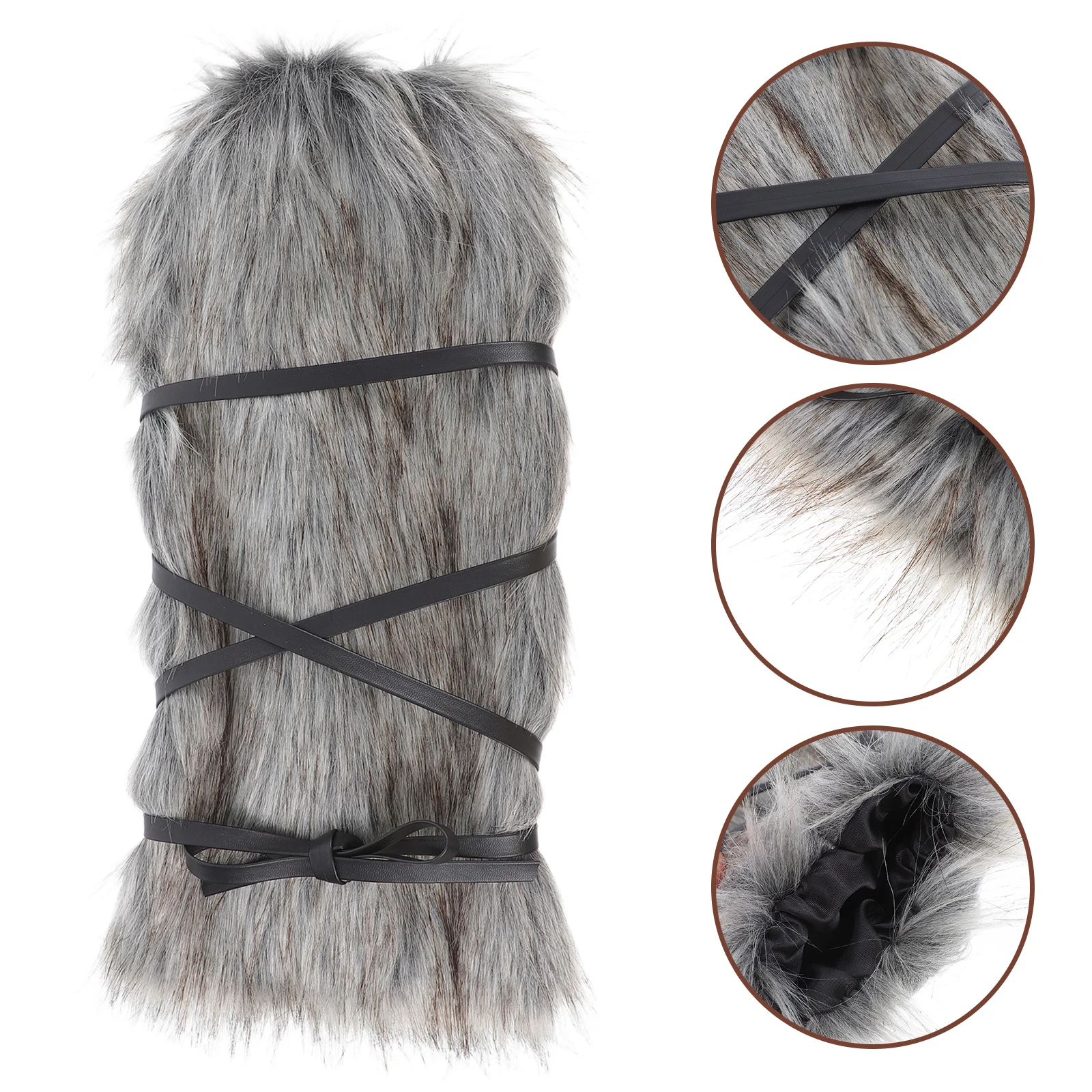

2pcs Faux Viking Leg Warmers Chunky Warm Winter Costume Accessories For Medieval Cosplay Halloween Party Boot Covers Women Men