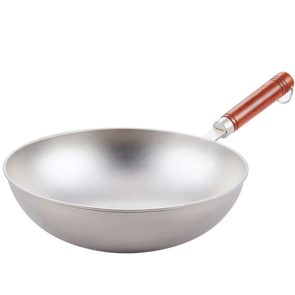 Titan-Braten-Wok, antihaftbeschichtete Pfanne, unbeschichteter Kochtopf, leichter Gasherd für den Haushalt, anwendbar, nicht rostig