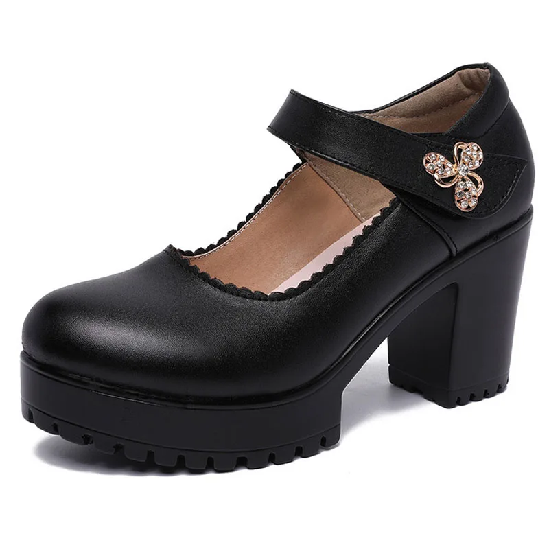 Décolleté con plateau tacco largo primavera autunno scarpe da donna 2024 cinturino con fibbia da donna scarpe con tacco alto scarpe eleganti da