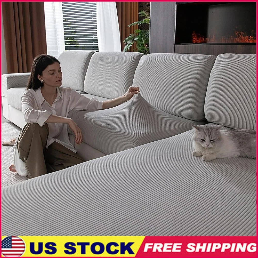 

Wear Resistant Stretch Sectional Couch Covers Soft Washable Sofa Protectors Anti Slip Furniture Protector Pets Kids