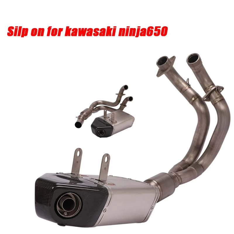 

Silp on For Kawasaki Ninja 650 2017 2018 2019 2020 2021 2022 2023 Motorcycle Full Link Pipe Replace Original Exhaust System