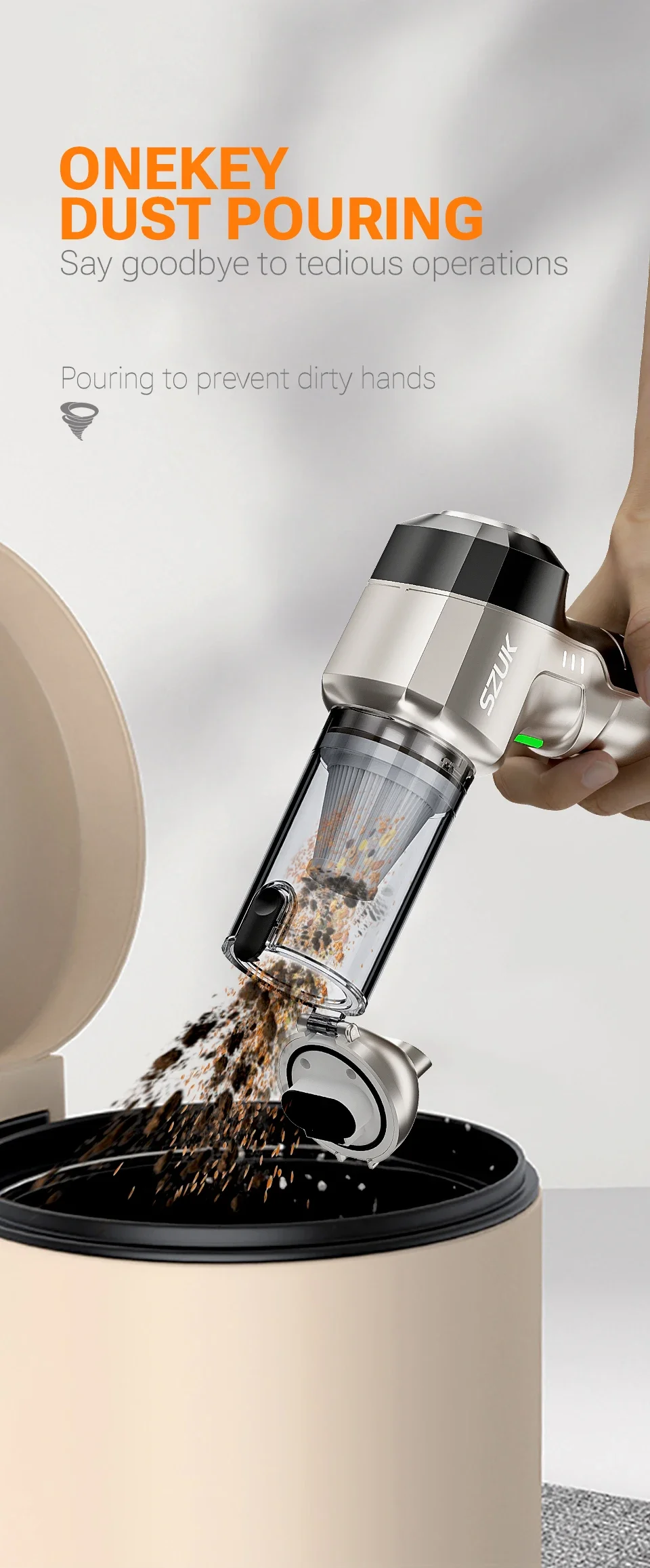 SZUK NEW C017MAX Car Vacuum Cleaner Wireless Mini Handheld Strong Suction Cleaning Machine Portable Vacuum Cleaner for Car Home