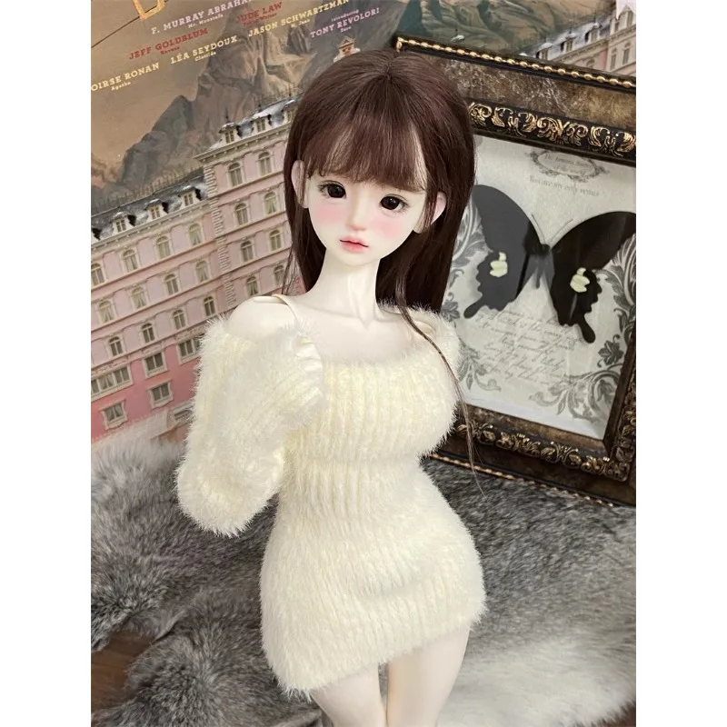 Plush Knit Pne-shoulder Sweater Dress BJD 1/4 Doll Clothes W465