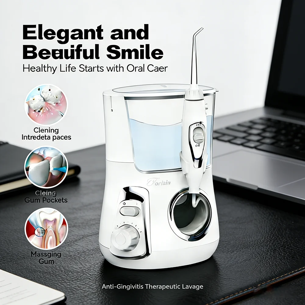 

Электрический ирригатор для полости рта 800 мл, 10 умных режимов, 5 насадок, глубокая очистка для длительной свежести дыхания