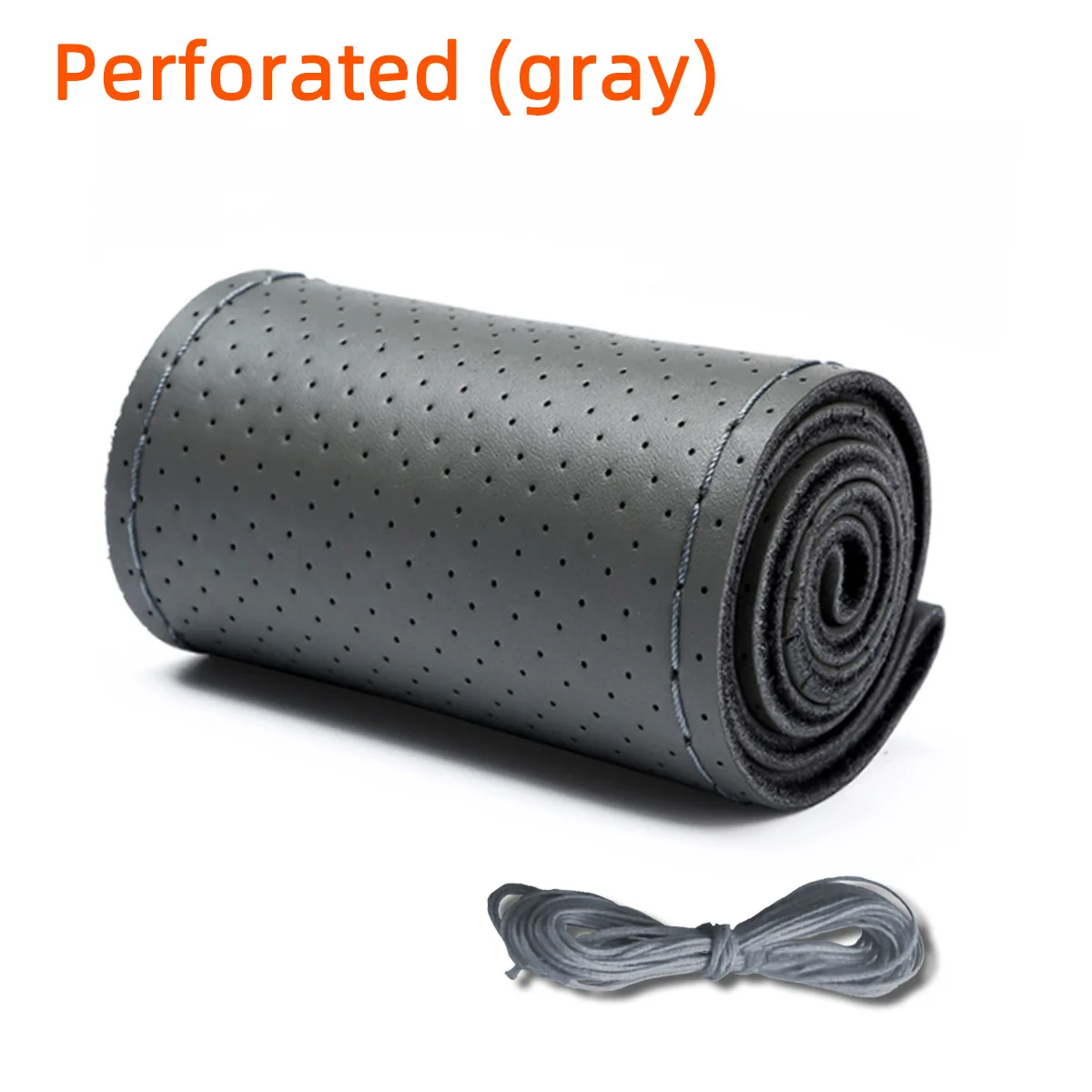 Universeller Leder-Auto-Lenkrad-Stich-On-Wrap-Cover, passend für 38 cm 14 Zoll DIY Nähen, atmungsaktiv und rutschfest, Schwarz, Grau, Beige – Detail 18