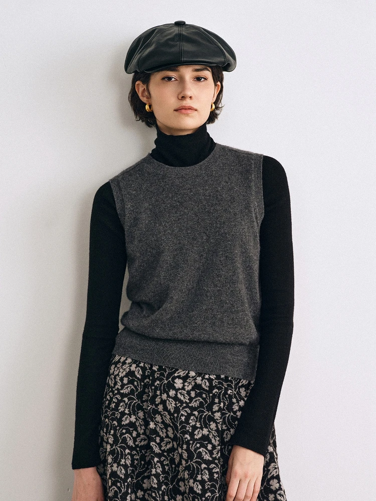 

Мягкий вязаный жилет из кашемира с модным узором, круглый вырез, удобный на ощупь, женская вязаная одежда