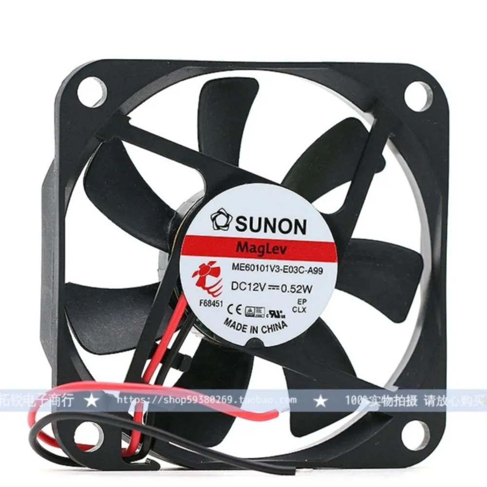 2pcs 60mm Fan for Sunon ME60101V3-E03C-A99 6010 12V 0.04A Ultra-Quiet Ultra-Thin Cooling Fan, 60x60x10mm, 0.52W, 2-Wire