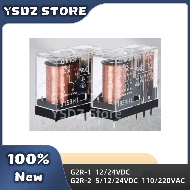 10 ชิ้น/ล็อตแท้รีเลย์ Omron G2R-1 G2R-2 5VDC 12VDC 24VDC 220VAC 110VAC จัดส่งที่รวดเร็ว