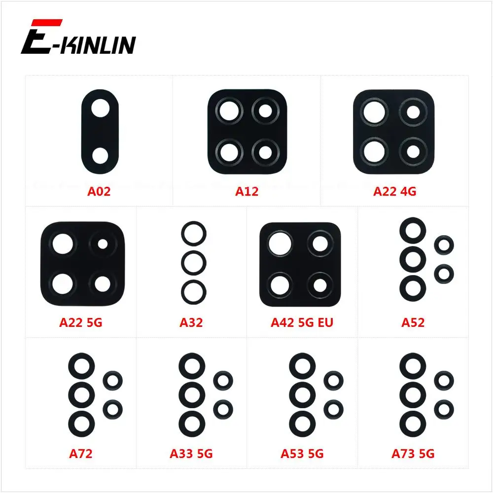 Back Camera Lens Rear Glass Parts With Adhesive Sticker Glue For Samsung Galaxy A02 A12 A22 A32 A42 A52 A72 A33 A53 A73 5G 4G