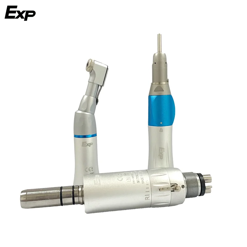 Exp Dental Low Speed Handpiece Contra Angle Straight 2/4 Hole Air Motor Key Type