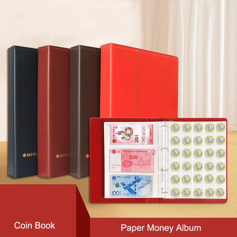 PU Leder Banknote Papier Geld Sammlung Album Seite Münze Lagerung Buch Währung Hinweis Album Sammeln Buch Dollar Halter Hülse – Detail 4