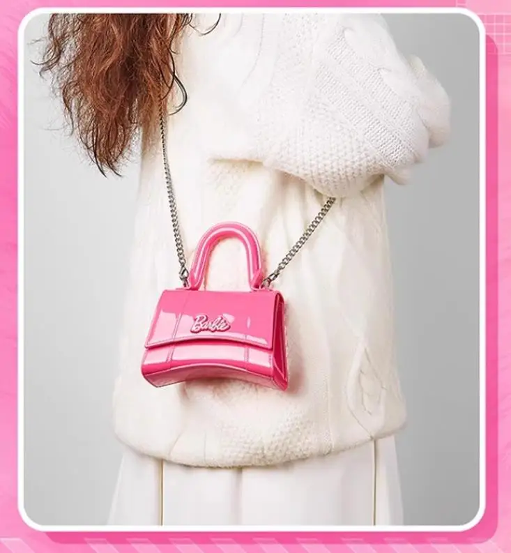 Hot Pink Barbie MINISO Love Removable Handheld Crossbody Shoulder Bags Fashion Women Girls Accessories Handbag Clothes Matching