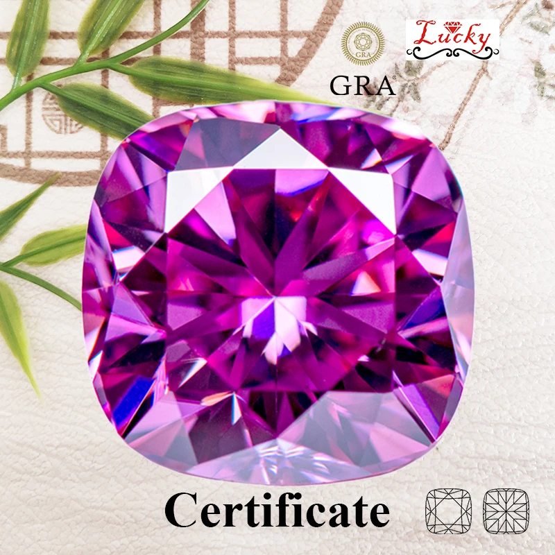 

Moissanite Square Cushion Shape Pink Color VVS1 Charms Beads for DIY Jewelry Making Pendant Rings Materials with GRA Certificate