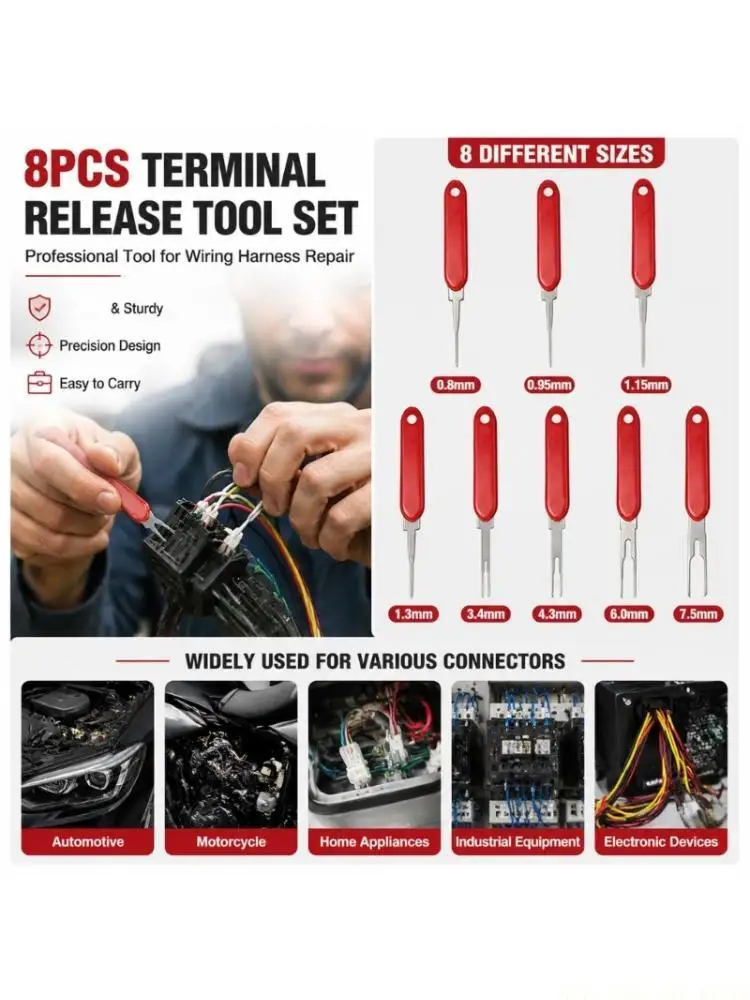 J0MA Depin Pick Set Pin Service Pick for Auto Wire and Electrical Repair Service Work