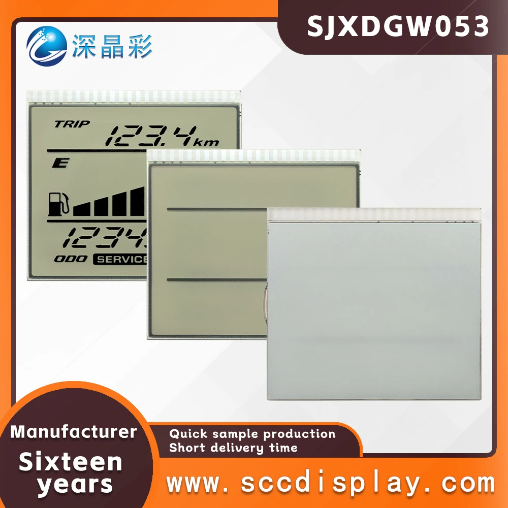 Source Factory Customizable SJXDGW053 HTN Positive small-sized segmented LCD display suitable for motorcycle instrument