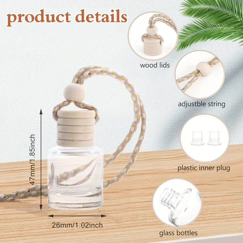 Imagen 2 del producto 18 Uds botella difusora de coche colgante ambientador de aire de coche ambientador vacío difusor de Perfume de coche botella de Perfume recargable (8ml)