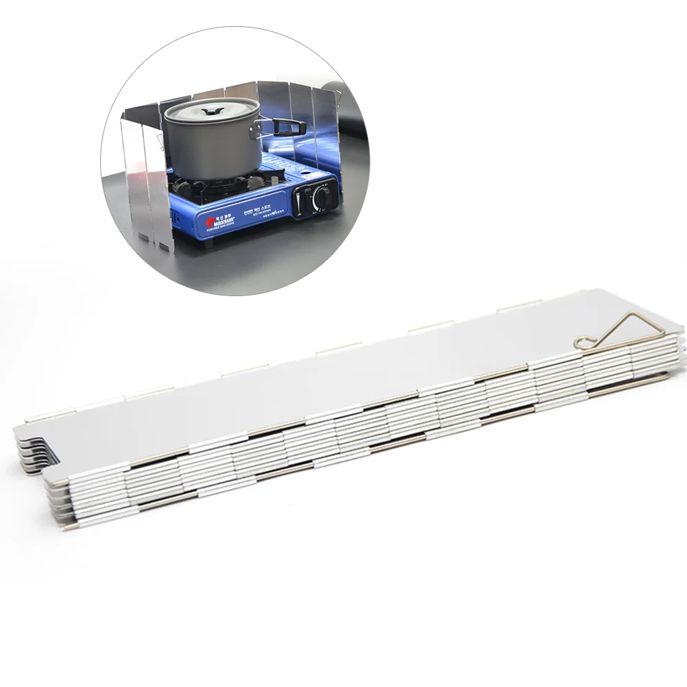

10Pcs Camping Wind Shield Aluminium Alloy Foldable Lightweight Outdoor Fuel Saving Bbq Picnic Stove Wind Shield
