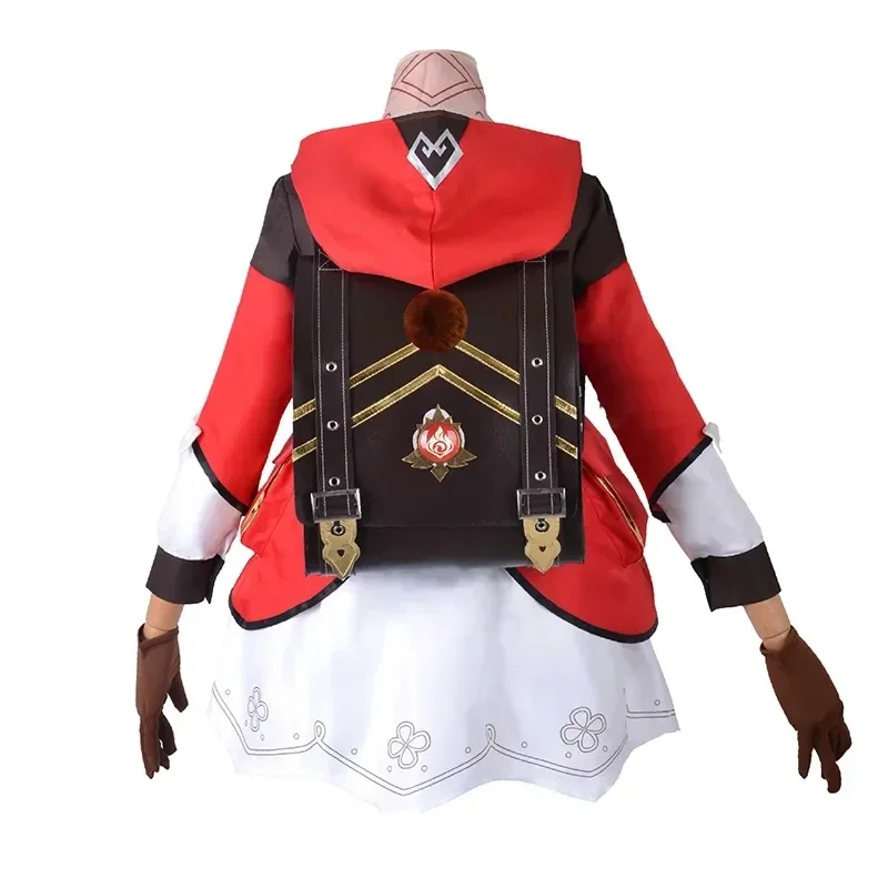 Jogo Genshin Impact Game Klee Cosplay para mulheres, vestido vermelho, chapéu Loli, peruca de orelhas, mochila, adereços completos, Carnaval de Halloween