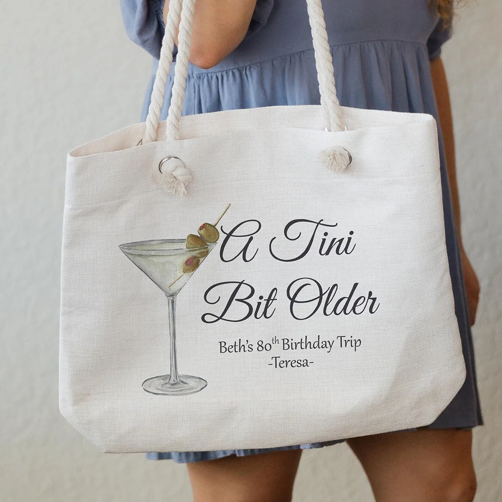 

Персонализированная большая стеклянная сумка Tini Bit для старшего возраста с веревочной ручкой, забавные аксессуары на день рождения, сумка на плечо для девочек