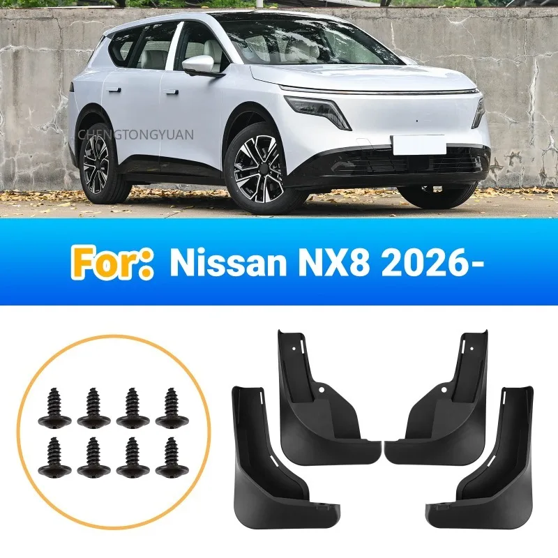 Car Mud Flaps Splash Guards for Nissan NX8 2026 Exterior Accessories Set of 4 Black Tire Fender Protectors Custom Fit Mudguards