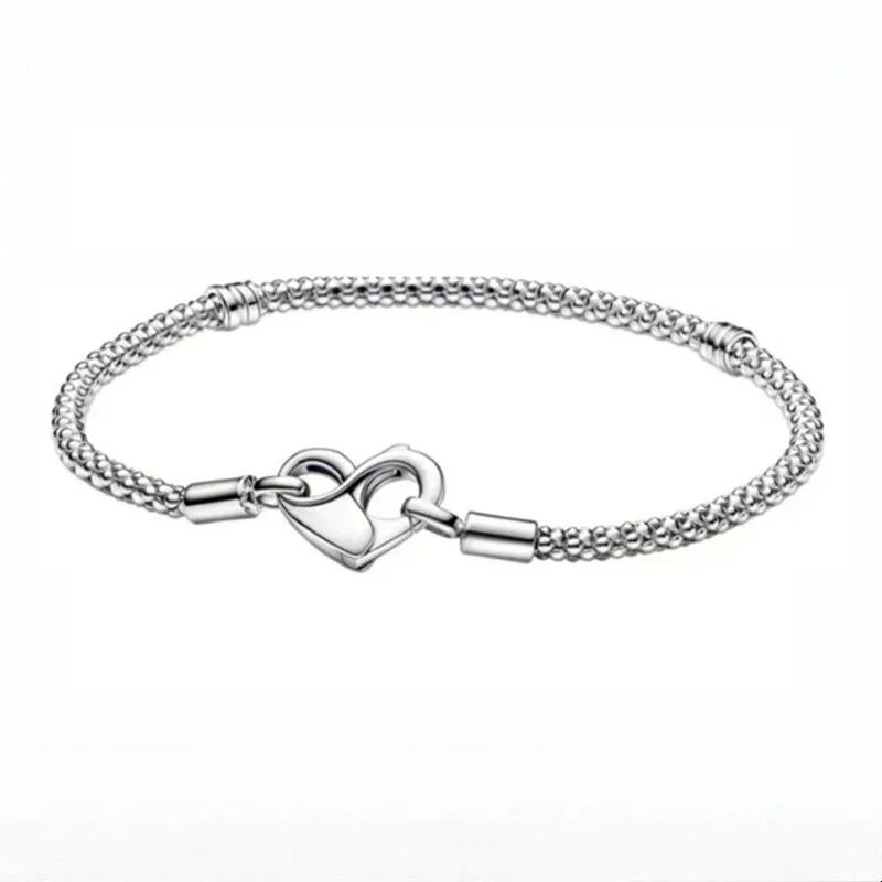 Classical 925 Sterling Silver Roses&Hearts&Stars&Locks Bracelet Fashionable DIY Basic Wristband Nice image 3