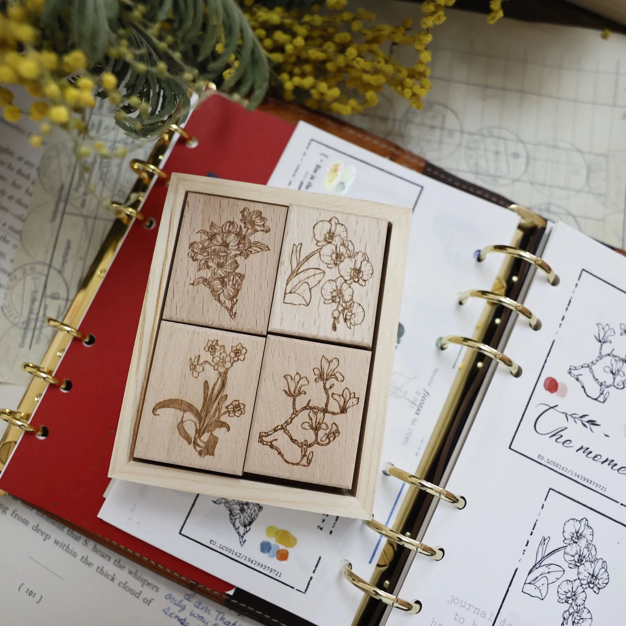 Vintage Spring Moth Orchid Floral Wooden Rubber Stamp for DIY Scrapbooking Photo Album Card Making