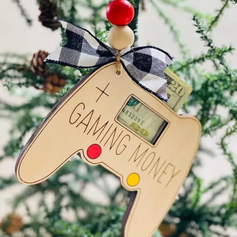 2025 New Arrivals Wooden Funny Christmas Ornament Game Console Controller Money Clippers Deer Hristmas Tree Gaming Money