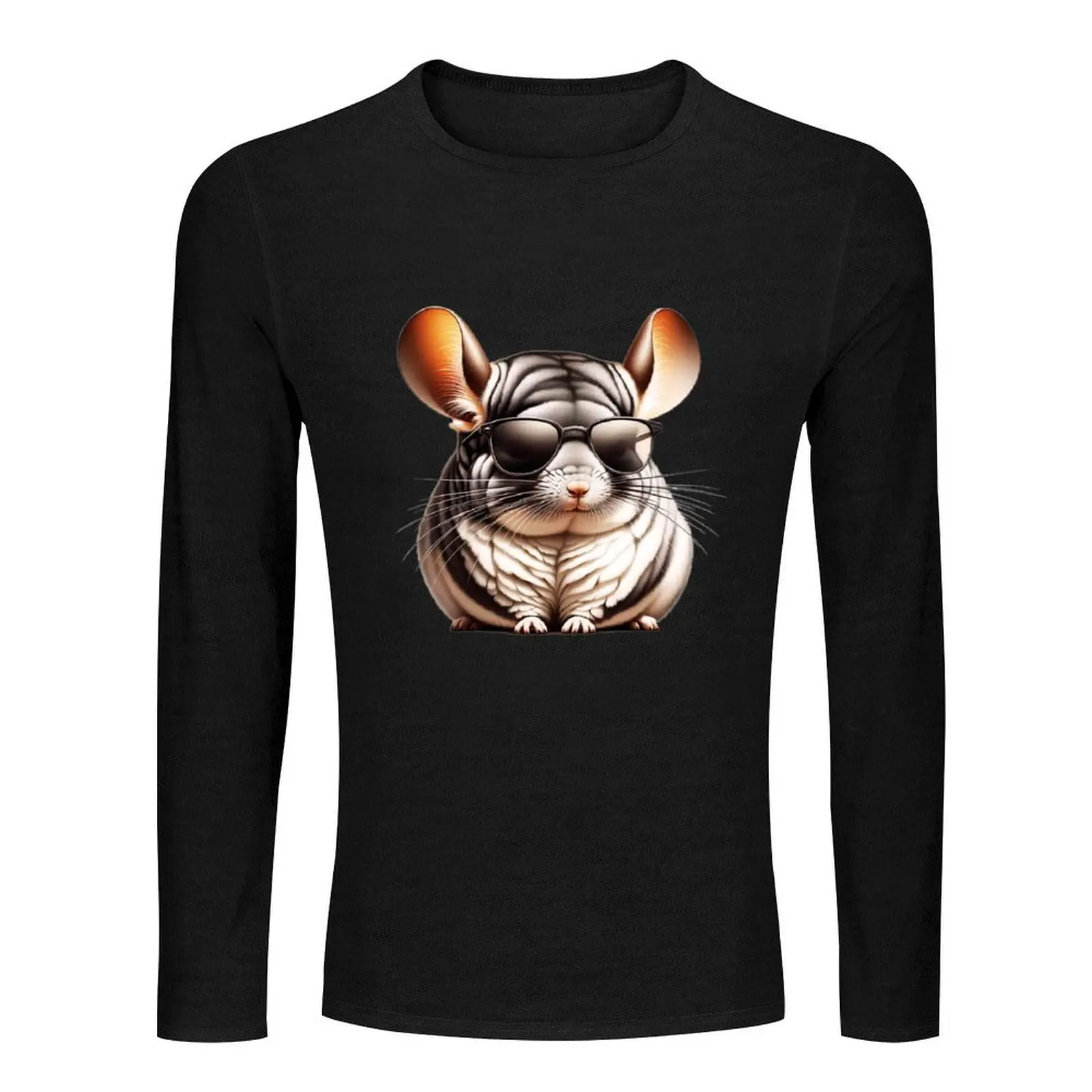 Chinchilla Wearing Sunglasses Long T-Shirt shirts graphic tees t shirts men