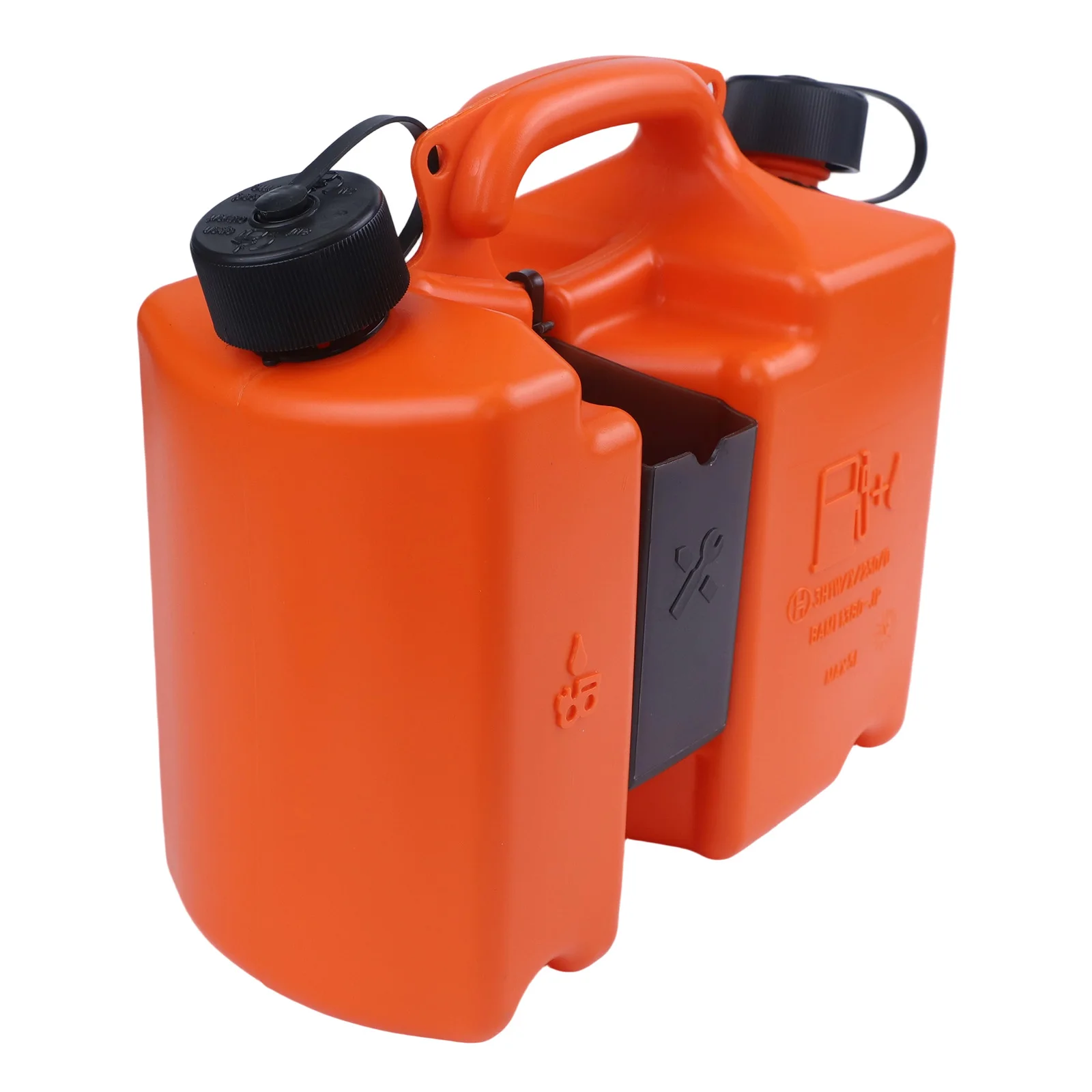 Lata combinada de combustible de 5L con doble compartimento, tareas de mantenimiento, aceite de cadena de 3 litros, capacidad de combustible de 5 litros, relleno de apagado automático