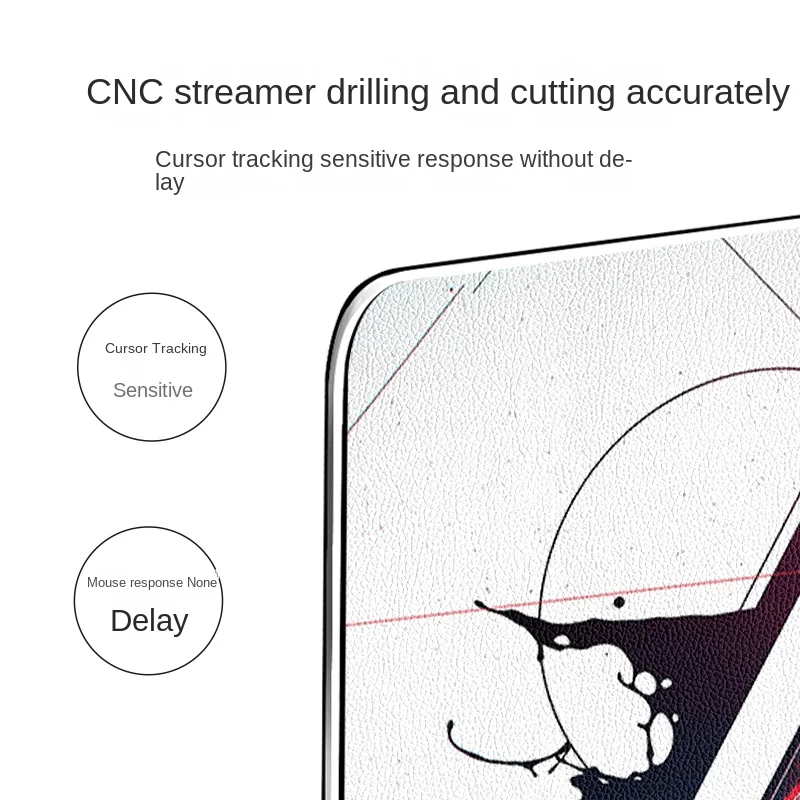 30x24cm Aluminum Alloy Gaming Mouse Pad with Metal PU Leather Surface Hard Anti-Slip Mat Clear Print for Computer Mouse