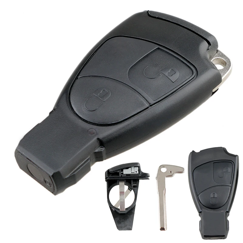 

Car Key Fob Case Shell Replacement Insert Key Remote Cover with Balde and Battery Holder for Mercedes BenzC E ML Class Sprinter