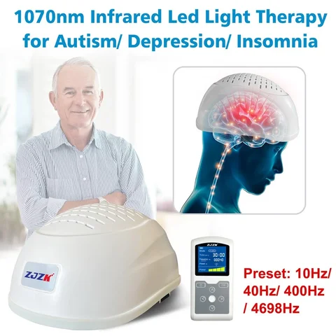 Professional 1070nm PBM Therapy Helmet Non-invasive Transcranial Neuromodulation 40Hz for Parkinson Dementia Memory Improvement