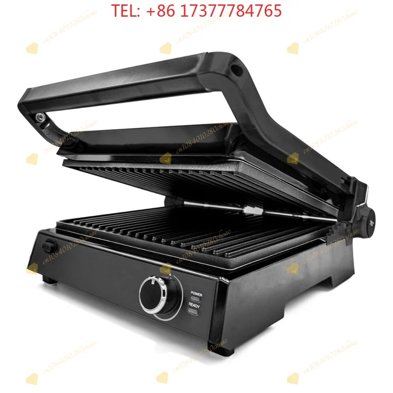 Stainless Steel Contact Grill 3-in-1 Sandwich Machine with Removable Plate, Temperature Adjustable 4-Piece Panini Press